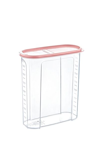 pembe kapakli olcekli plastik 4 lt 5 li set erzak saklama kabi