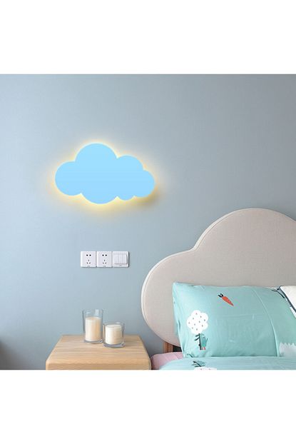 Orijinaldukkan Led Isikli Ahsap Mavi Bulut Duvar Lambasi Cocuk Odasi Aydinlatma Trendyol
