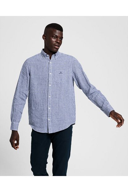 Gant Erkek Mavi Regular Fit Keten Gomlek Trendyol