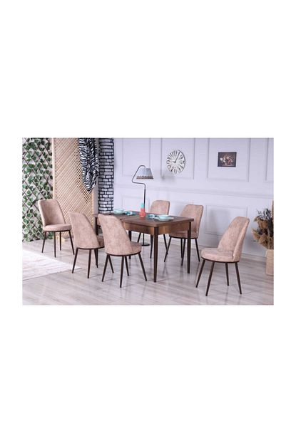 Stoker Hera Premium Yemek Masa Takimi 6 Sandalyeli Mutfak Masa Takimi Cappucino Trendyol