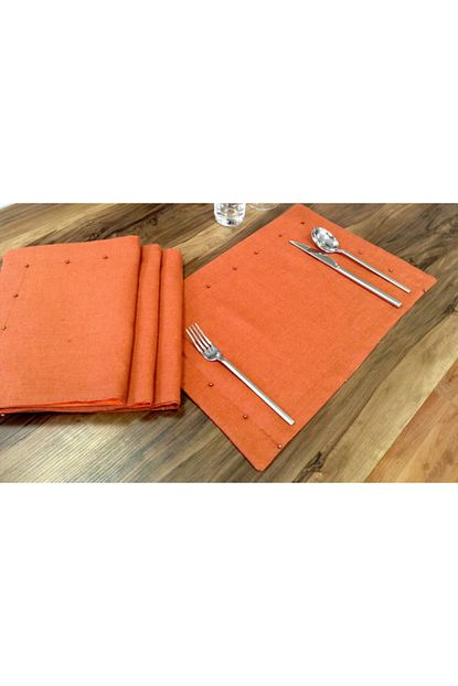 Oya Home Kiremit Rengi Incili Amerikan Servis 4 Parca Set Trendyol