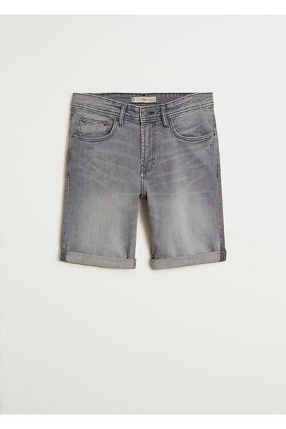 Mango Man Erkek Denim Gri Gri Renkli Bermuda Kot Sort 77020524 Trendyol