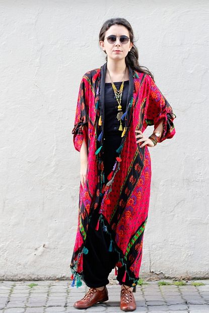 Sarna Etnik Giyim Kadin Fusya Desenli Otantik Kaftan Trendyol