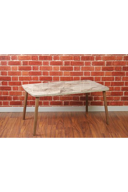 Renk Mobilya Ve Aksesuar Napoli Orta Sehpa Ahsap Ayakli Beyaz Mermer Desenli 50x90 Trendyol