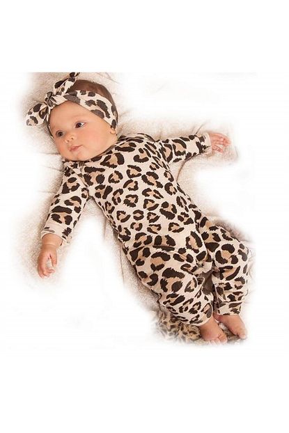 Bebe Leopar Desenli Kiz K Tulum Trendyol