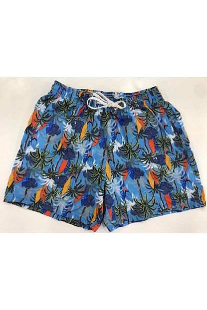 Retro Erkek Turkuaz Palmiye Sorf Deniz Sort Mayo Trendyol