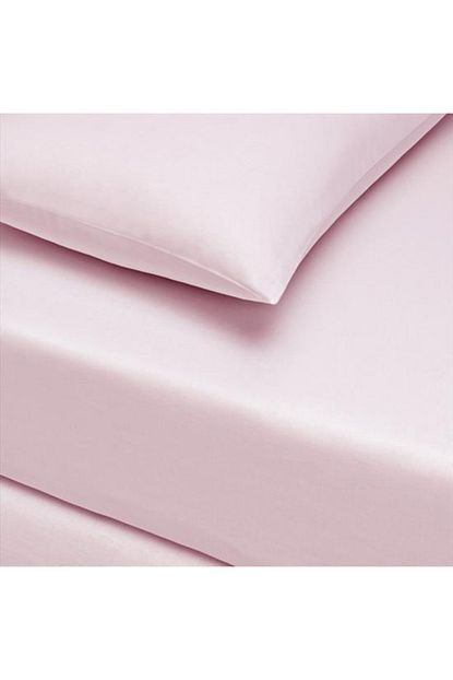 Tac Carsaf Seti Pamuklu Lastikli 120x200 Tek Kisilik Acik Pembe Trendyol
