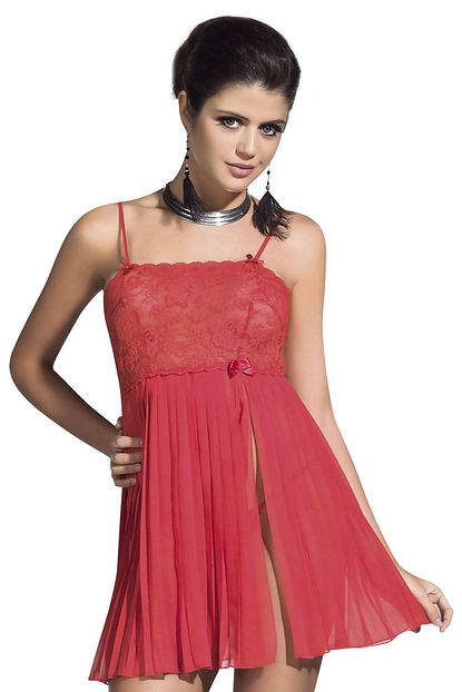 Kuse Fashion Kadin Gecelik Fantazi Giyim Kirmizi Transparan Dantelli Trendyol