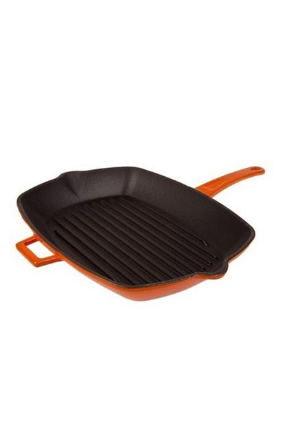 Castava Grill Izgara Dokum Tava Metal Sapli 26 X 32 Cm Turuncu Siyah Trendyol