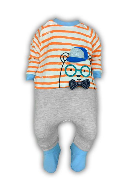 Minisse Bebek Oranj Gozluklu Ayicik Detayli Tulum 1057 Trendyol