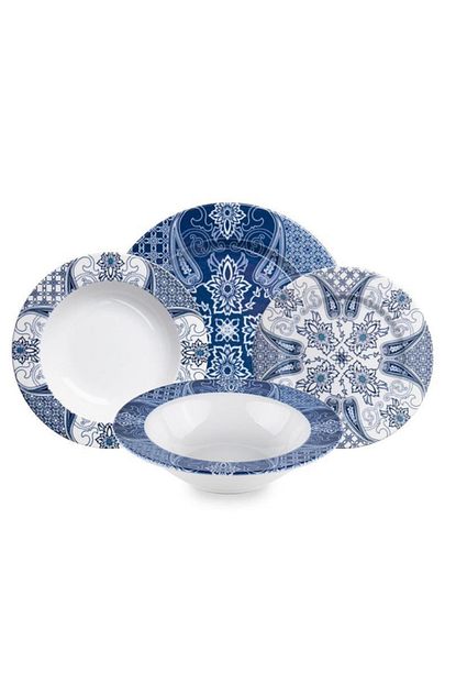 Sembol 24 Parca Porselen Yemek Takimi Valery Blue White Trendyol