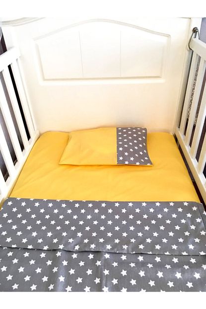 Kidboo 70x130 Star Night Kenarlikli Unisex Bebek Besik Yildizli Uyku Seti Mobilyalar Icin