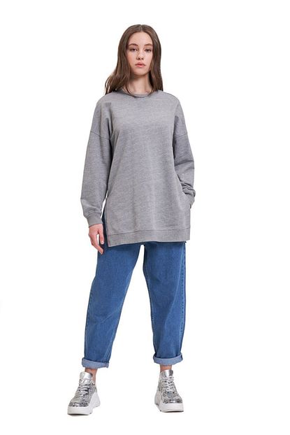 Mizalle Youth Yandan Fermuarli Sweatshirt Gri Trendyol