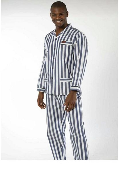 Patalya Gaffur Lacivert Cizgili Poplin Erkek Pijama Takimi Trendyol