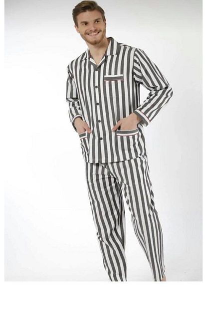 Patalya Gaffur Siyah Cizgili Poplin Erkek Pijama Takimi Trendyol