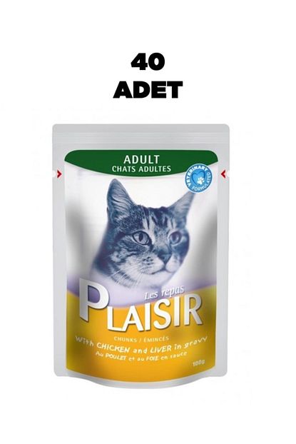 Plaisir 40 Adet Tavuklu Cigerli Pouch Kedi Yas Mama 100 Gr Trendyol