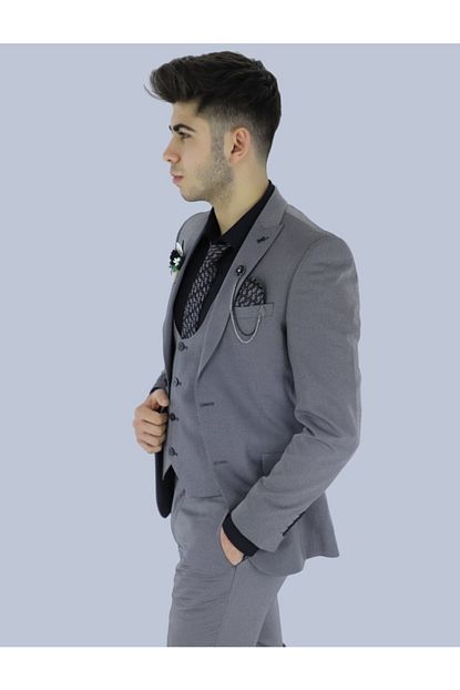 Atlihan Erkek Gri Slimfit Yelekli Takim Elbise Trendyol
