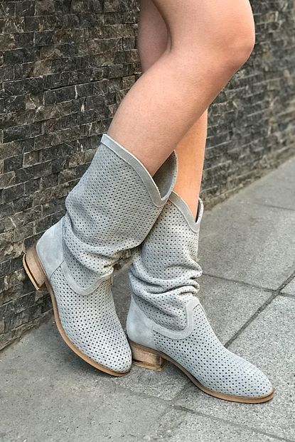 trendytopuk gri hakiki suet dokumlu