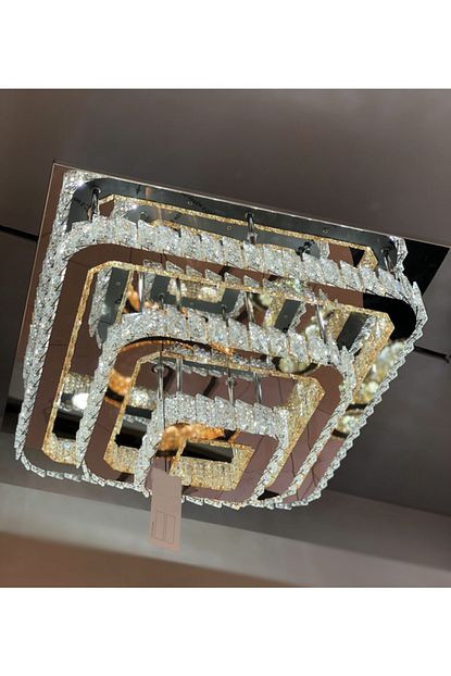 kare kristal tasli power led avize