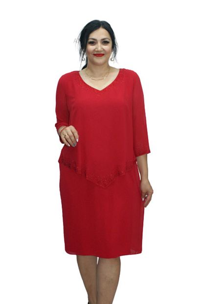 Reyhan Kadin Kirmizi Sifon Elbise Trendyol