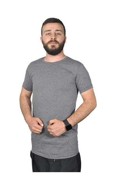Baykim Erkek Melanj Gri Asimetrik Kesim T Shirt Trendyol