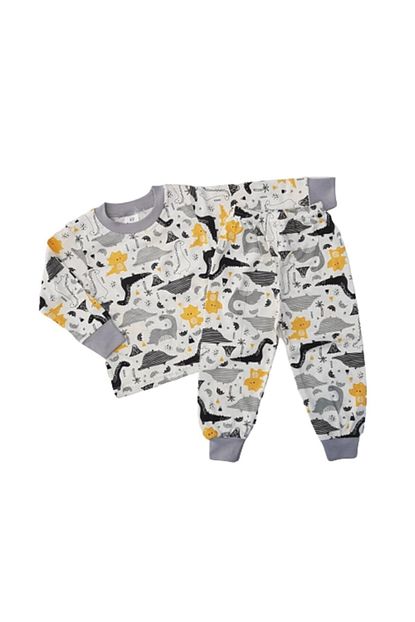 Samet Erkek Cocuk Gri Baskili Yazlik Pijama Takimi Trendyol