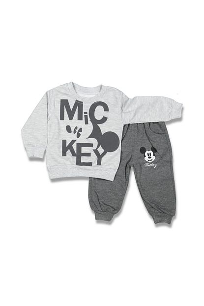 Malkoc Erkek Bebek Cocuk Gri Mickey Mouse Baskili Esofman Takim Trendyol