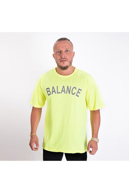 Damehard Erkek Sari Balance Baskili Neon T Shirt Trendyol