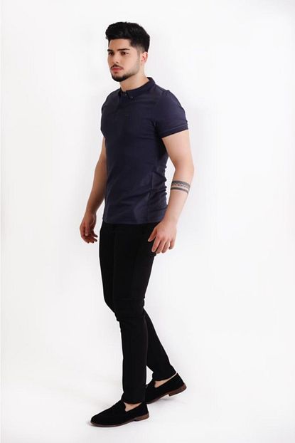 Stil Kombin Erkek Lacivert Quick Minik Petekli Polo Yaka Tisort Trendyol