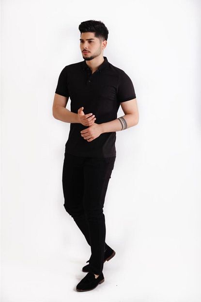 Stil Kombin Erkek Siyah Quick Minik Petekli Polo Yaka Tisort Trendyol