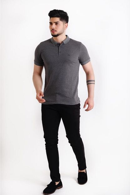 Stil Kombin Erkek Gri Quick Minik Petekli Polo Yaka Tisort Trendyol