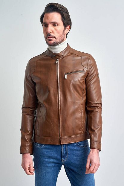 Pierre Cardin Erkek Taba Biker Suni Deri Mont Trendyol