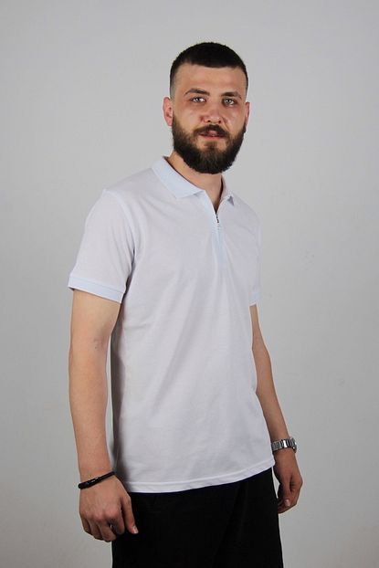 Blackcoach Erkek Beyaz Polo Yaka Jakarli Slim Fit Tisort Trendyol