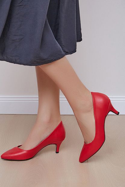 Shoes Time Kadin Kirmizi Deri Topuklu Ayakkabi 19k 216 Trendyol