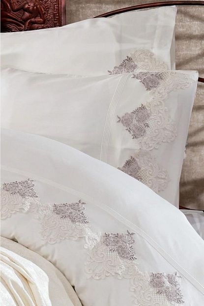 Nazik Home Firuze Organik Nevresim Takimi Yatak Ortusu 4 Mevsim Set Lila Trendyol