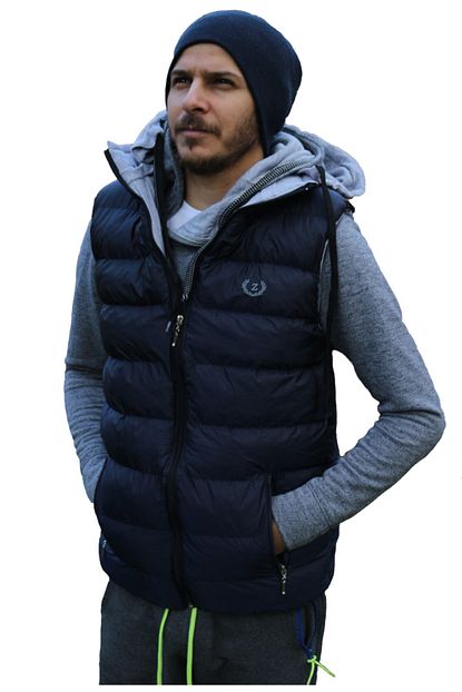 Xairloti Erkek Lacivert Renk Kapsonlu Sisme Yelek S Beden Trendyol