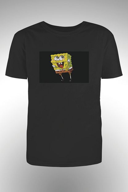 By Okat Erkek Siyah Sunger Bob 2 Baskili T Shirt Trendyol