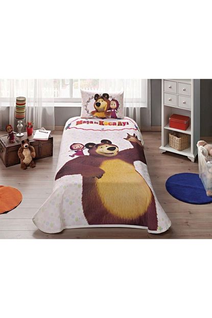 Tac Lisansli Tek Kisilik Cocuk Pike Takimi Masha And The Bear Trendyol