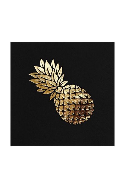 Story Altin Varak Ananas Desenli 16 Li Siyah Renkli Pecete Sb 2366 Trendyol