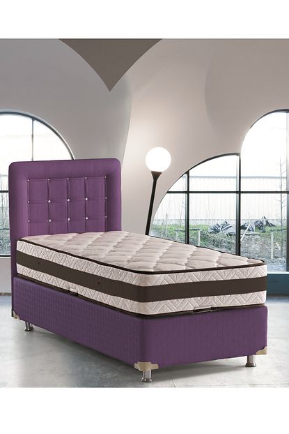 Belletto Tek Kisilik Mor Deri Baza Ve Baslik 100x200 Trendyol