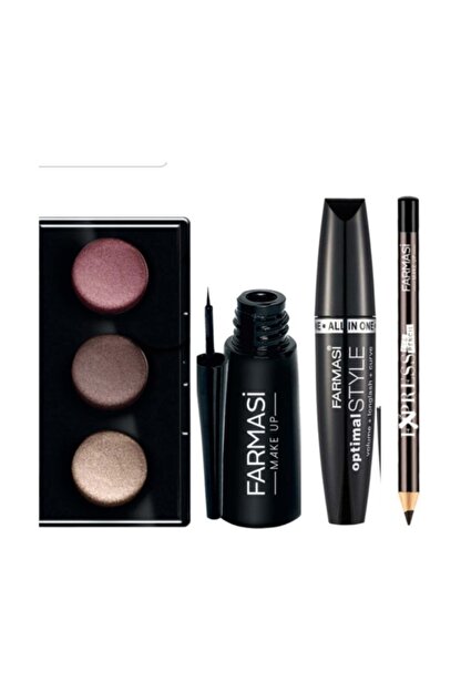 Farmasi Makyaj Seti 3 Lu Goz Far Paleti Eyeliner Siyah Goz Kalemi Kahve Optimal Maskara Trendyol