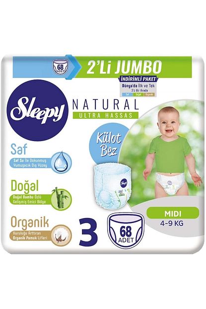 Sleepy Kulot Bebek Bezi 3 Beden 68 Adet 2 Li Jumbo Trendyol