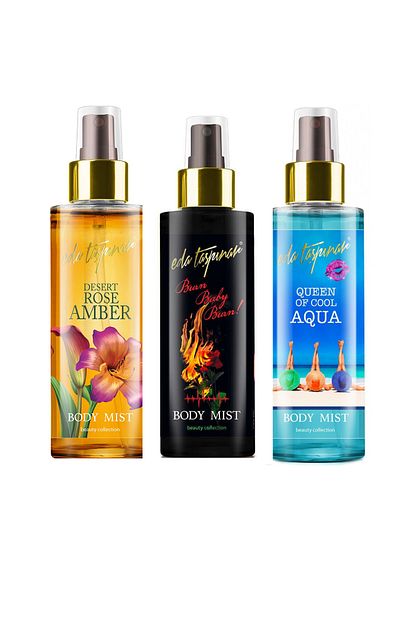 Eda Taspinar Vucut Spreyi 3 Farkli Koku Aqua Rose Amber Ve Burn Baby Burn 200 Ml Trendyol