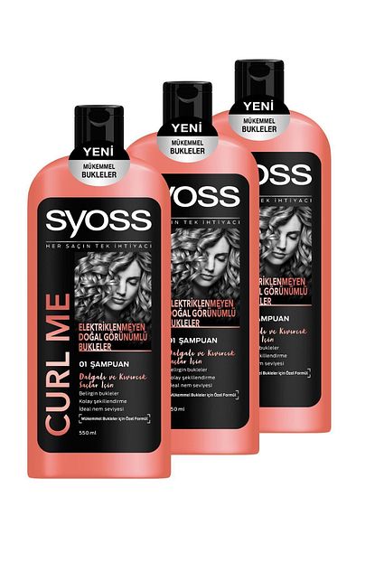 syoss curl me sampuan 550 ml x 3 adet fiyati yorumlari trendyol