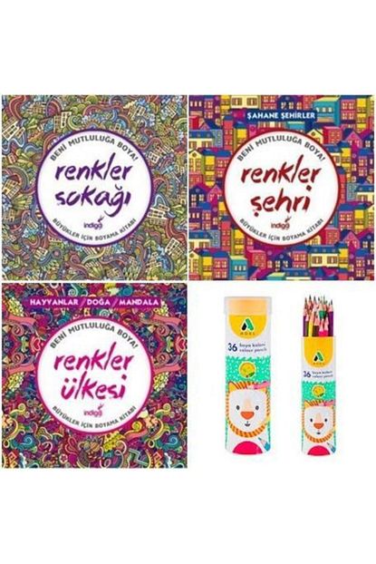 Indigo Kitap Indigo 4 Lu Mandala Seti Renklerin Sokagi Renklerin Sehri Renklerin Ulkesi Adel 36 Kuru Boya Trendyol
