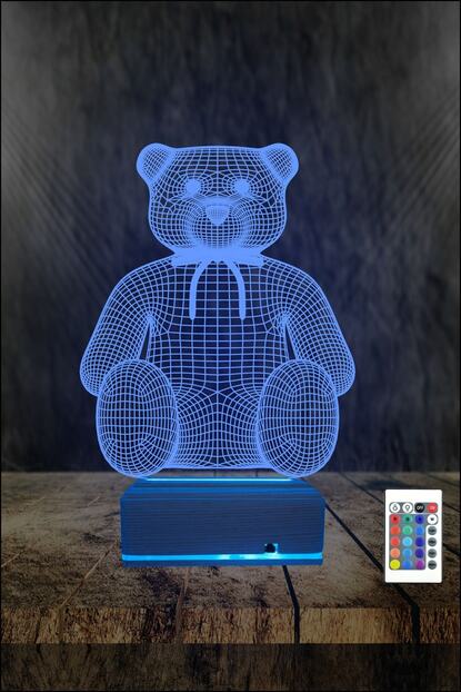 Algelsin 3d 3 Boyutlu 16 Renkli Gece Lambasi Sevimli Ayicik Modelli Masa Lambasi Trendyol