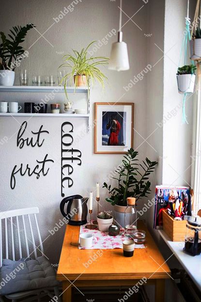 Bold Grup But First Coffee Ev Mutfak Dekorasyonu Duvar Yazisi