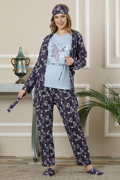 Pijamaevi Dream Catcher Desenli Sabahlikli Pijama Takimi Trendyol