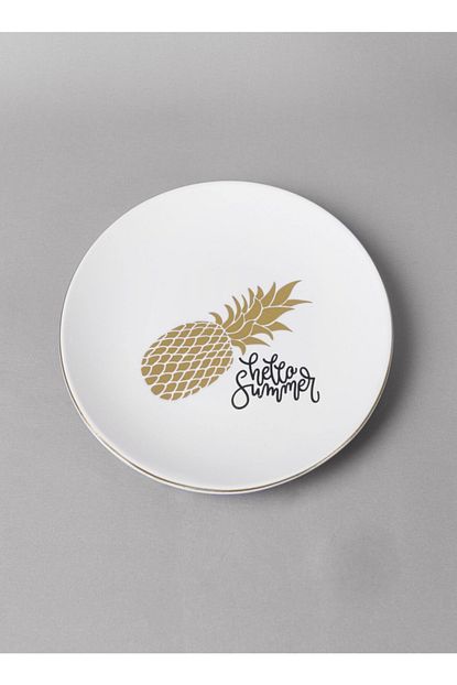 Macmug Shine Summer Collection Ananas Desenli Yaldiz Seramik Tabak Trendyol