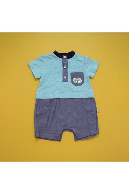 Baby Z Erkek Cocuk Mavi Kisa Kollu Kot Sort Alt Tulum Trendyol
